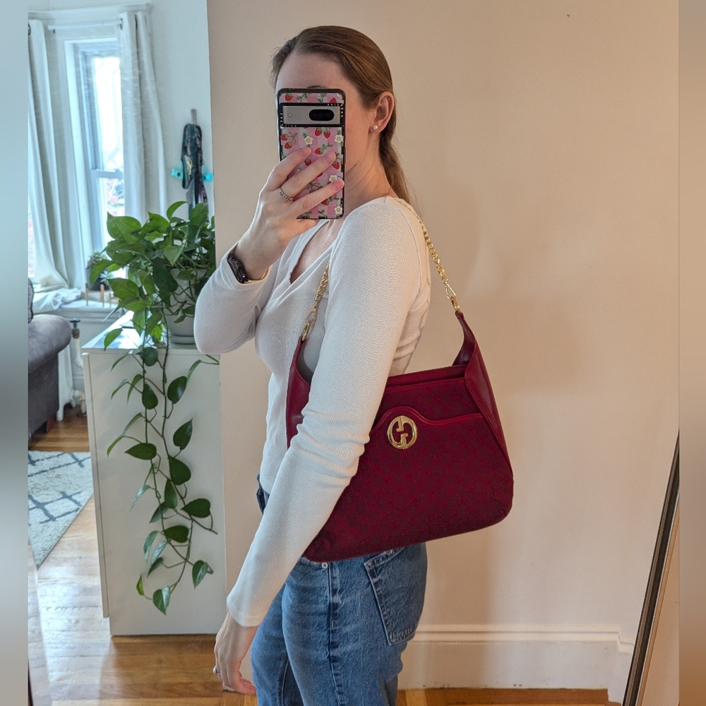 ❌ SOLD ❌ Dark red vintage Gucci 1973 shoulder bag - with dust bag - Picture 5 of 17